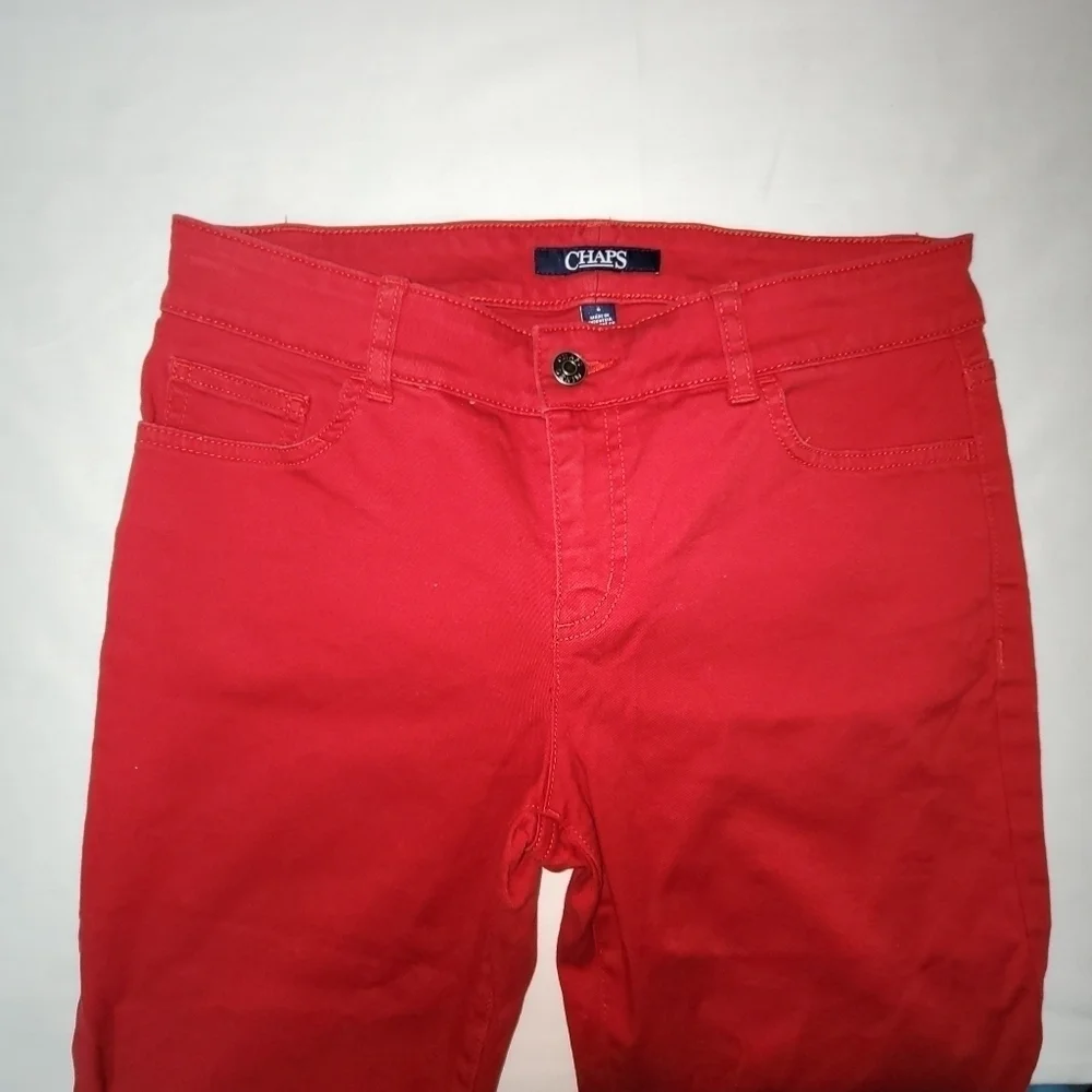 Chaps Mid-rise Stretch Red Women's Capri/Knee Length Jeans Size 4 - Picture 3 of 13